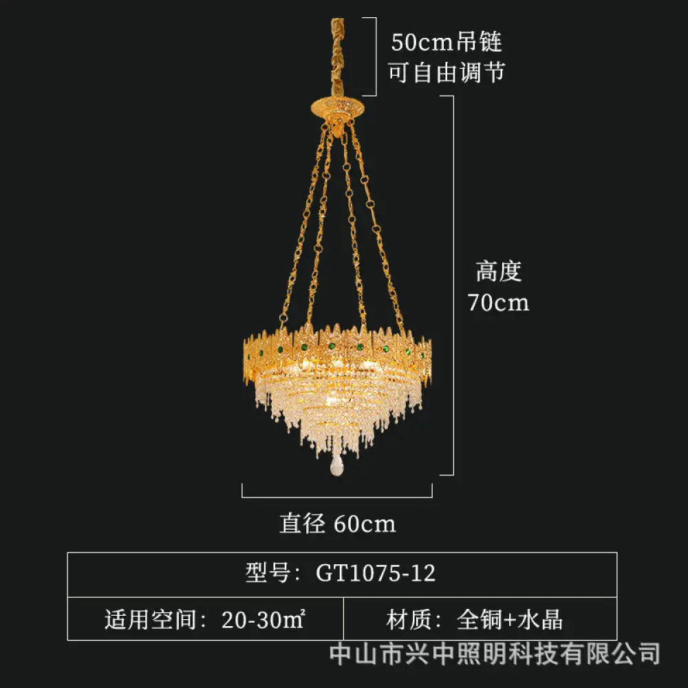 French style copper living room chandelier European style dining room bedroom candle lighting creative atmosphere Villa