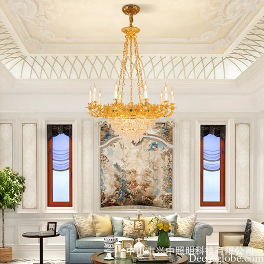 French style copper living room chandelier European style dining room bedroom candle lighting creative atmosphere Villa