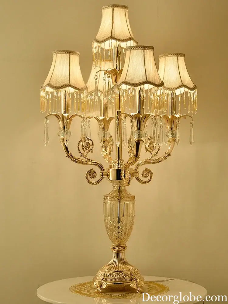 Luxurious Golden European Crystal Table Lamps LED Decorative Desk Lights Bedroom Living Room Personality Creative