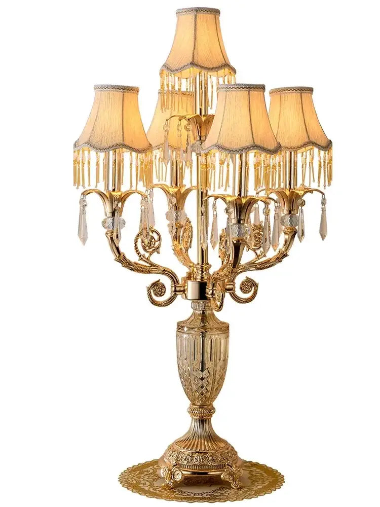 Luxurious Golden European Crystal Table Lamps LED Decorative Desk Lights Bedroom Living Room Personality Creative