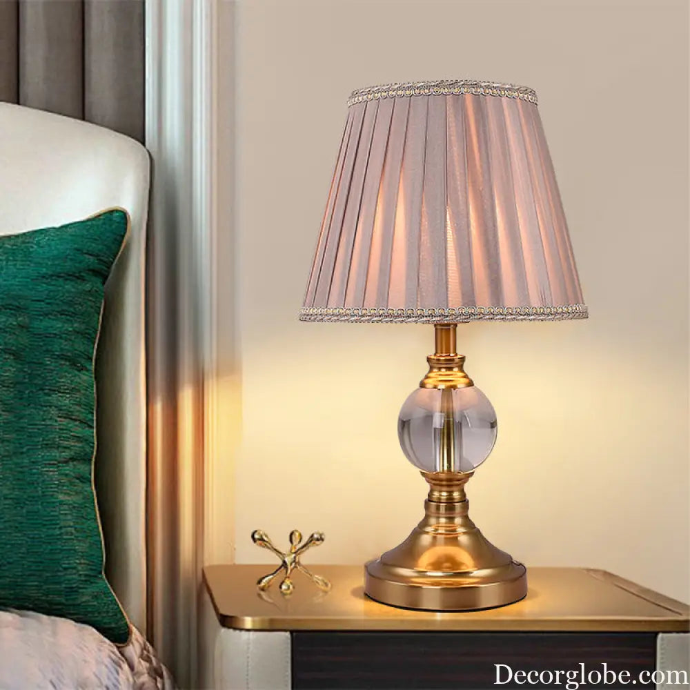 Cross-Border Creative Bedside Table Lamp Retro Pleated Study Table Lamp Bedroom Pink Romantic Wedding Atmosphere