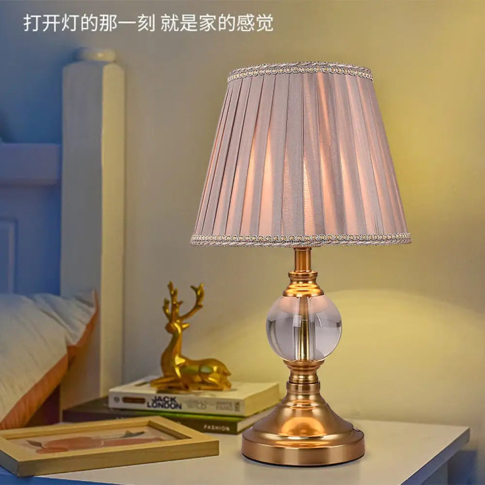 Cross-Border Creative Bedside Table Lamp Retro Pleated Study Table Lamp Bedroom Pink Romantic Wedding Atmosphere