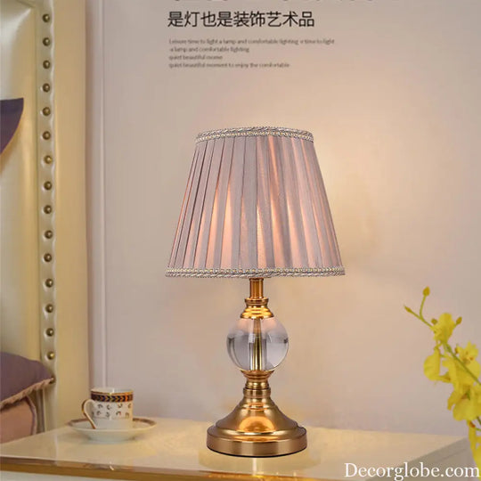 Cross-Border Creative Bedside Table Lamp Retro Pleated Study Table Lamp Bedroom Pink Romantic Wedding Atmosphere