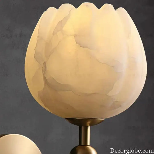 Art Deco Natural Marble Wall Lamp Flower Shape Brass E14 Bulb Lighting Fixtures For Parlor Bedroom Stairs Aisle