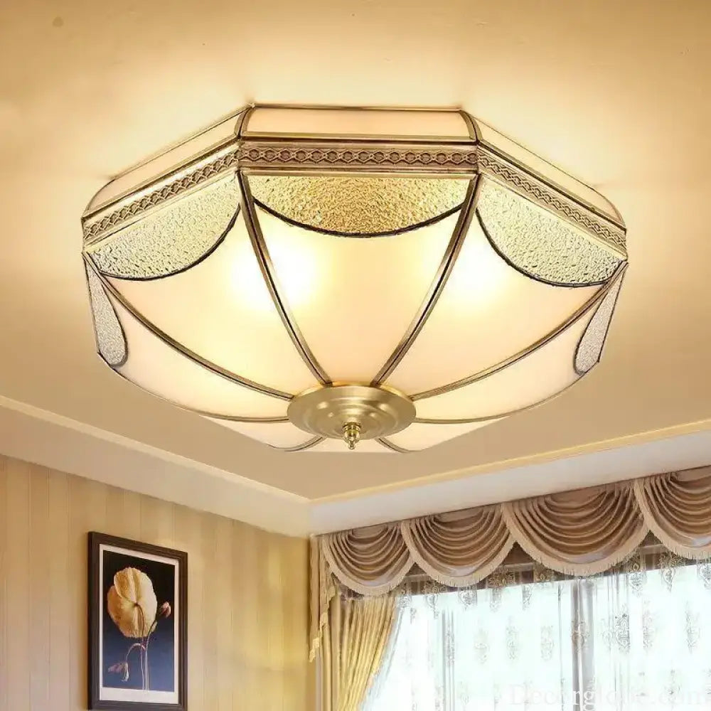 Nordic Luxury Glass LED Ceiling Lamp Modern Retro Copper Lighting Fixtures Living Room Bedroom Kitchen Corridor