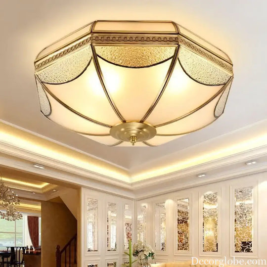 Nordic Luxury Glass LED Ceiling Lamp Modern Retro Copper Lighting Fixtures Living Room Bedroom Kitchen Corridor