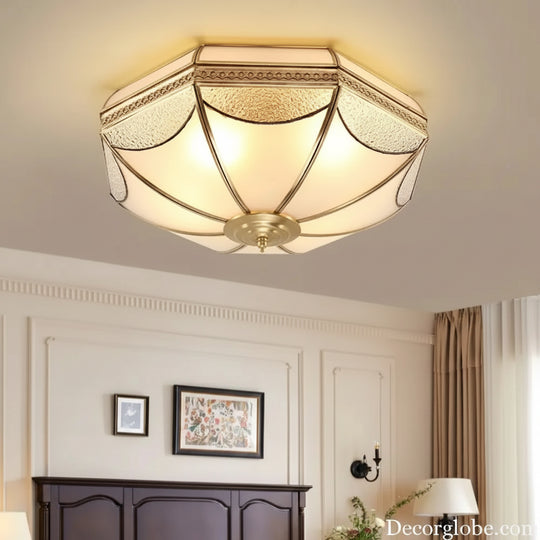 Nordic Luxury Glass LED Ceiling Lamp Modern Retro Copper Lighting Fixtures Living Room Bedroom Kitchen Corridor