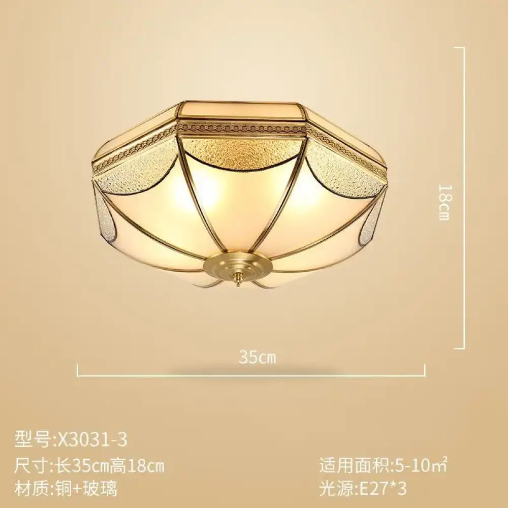 Nordic Luxury Glass LED Ceiling Lamp Modern Retro Copper Lighting Fixtures Living Room Bedroom Kitchen Corridor