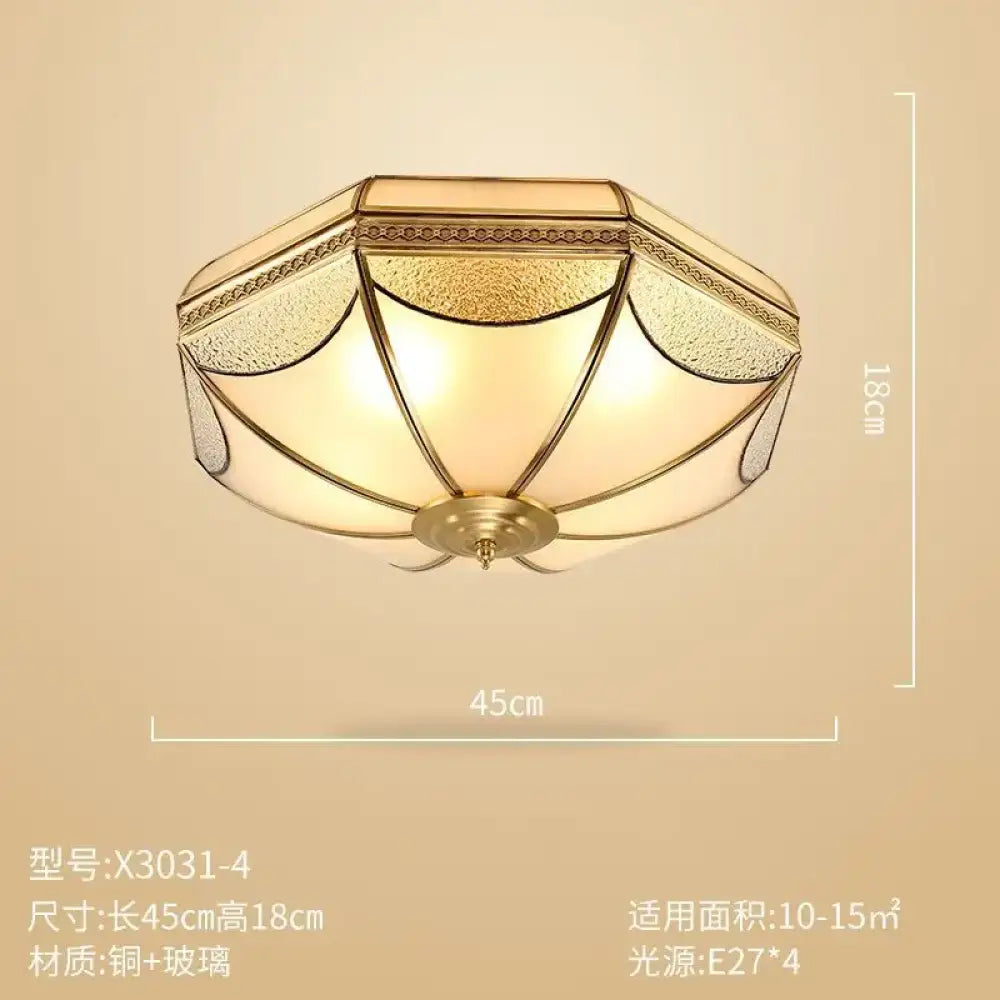 Nordic Luxury Glass LED Ceiling Lamp Modern Retro Copper Lighting Fixtures Living Room Bedroom Kitchen Corridor