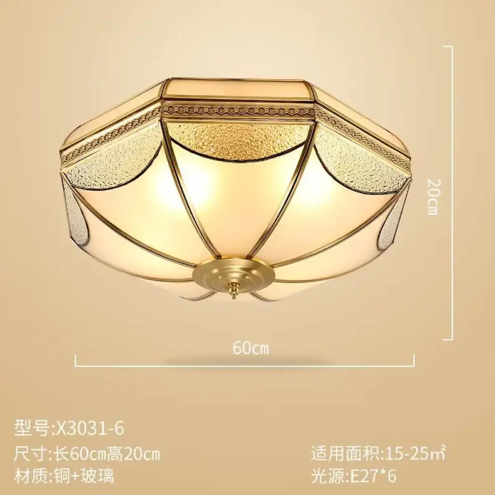 Nordic Luxury Glass LED Ceiling Lamp Modern Retro Copper Lighting Fixtures Living Room Bedroom Kitchen Corridor
