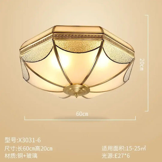 Nordic Luxury Glass LED Ceiling Lamp Modern Retro Copper Lighting Fixtures Living Room Bedroom Kitchen Corridor