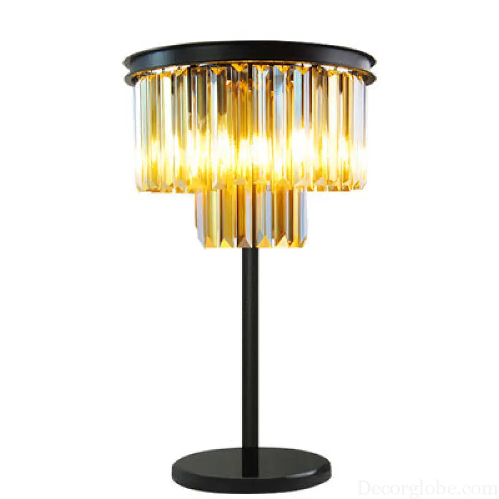 Cross-border American Country Simple Creative Fashion Crystal Table Lamp Bedroom Bedside Decoration Living Room Iron