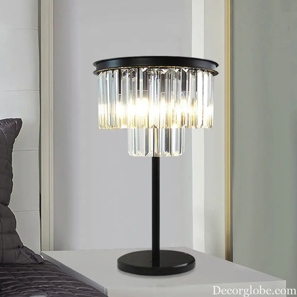 Cross-border American Country Simple Creative Fashion Crystal Table Lamp Bedroom Bedside Decoration Living Room Iron