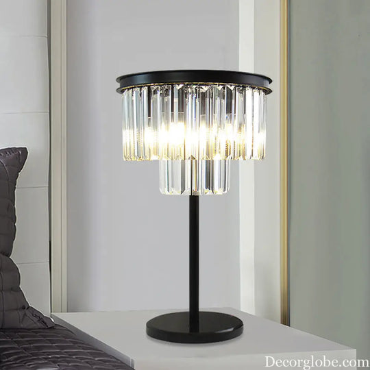 Cross-border American Country Simple Creative Fashion Crystal Table Lamp Bedroom Bedside Decoration Living Room Iron