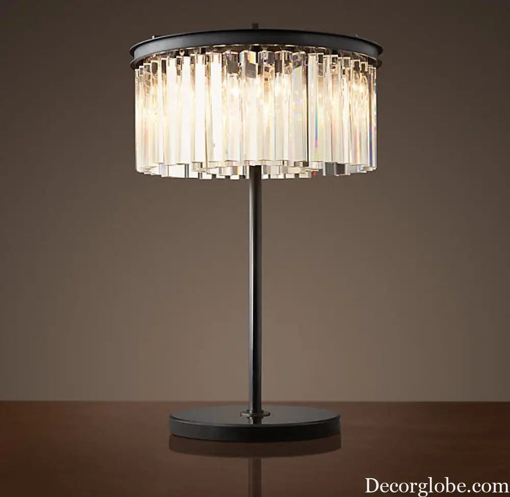 Cross-border American Country Simple Creative Fashion Crystal Table Lamp Bedroom Bedside Decoration Living Room Iron