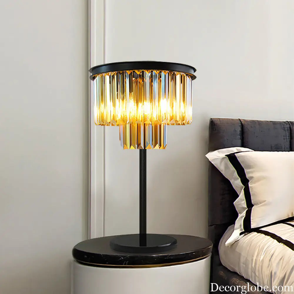Cross-border American Country Simple Creative Fashion Crystal Table Lamp Bedroom Bedside Decoration Living Room Iron