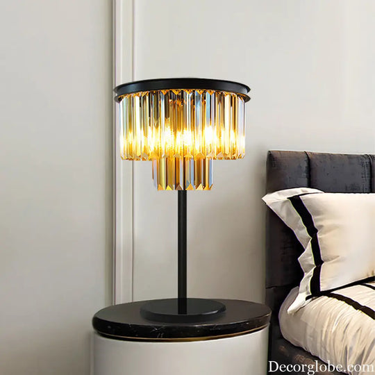 Cross-border American Country Simple Creative Fashion Crystal Table Lamp Bedroom Bedside Decoration Living Room Iron