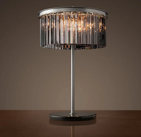 Cross-border American Country Simple Creative Fashion Crystal Table Lamp Bedroom Bedside Decoration Living Room Iron