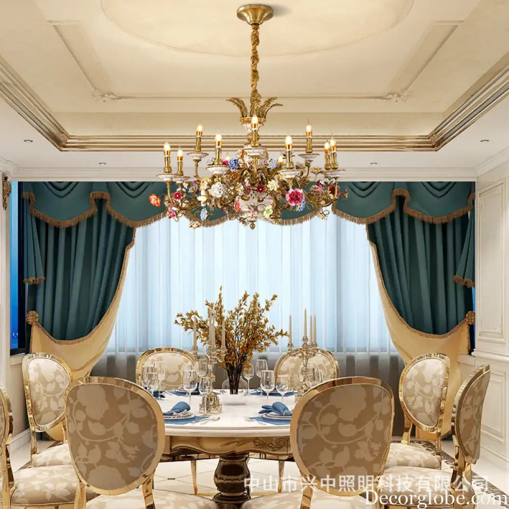 Xingzhong luxury French living room copper crystal chandelier Palace style European style villa ceramic bedroom dining