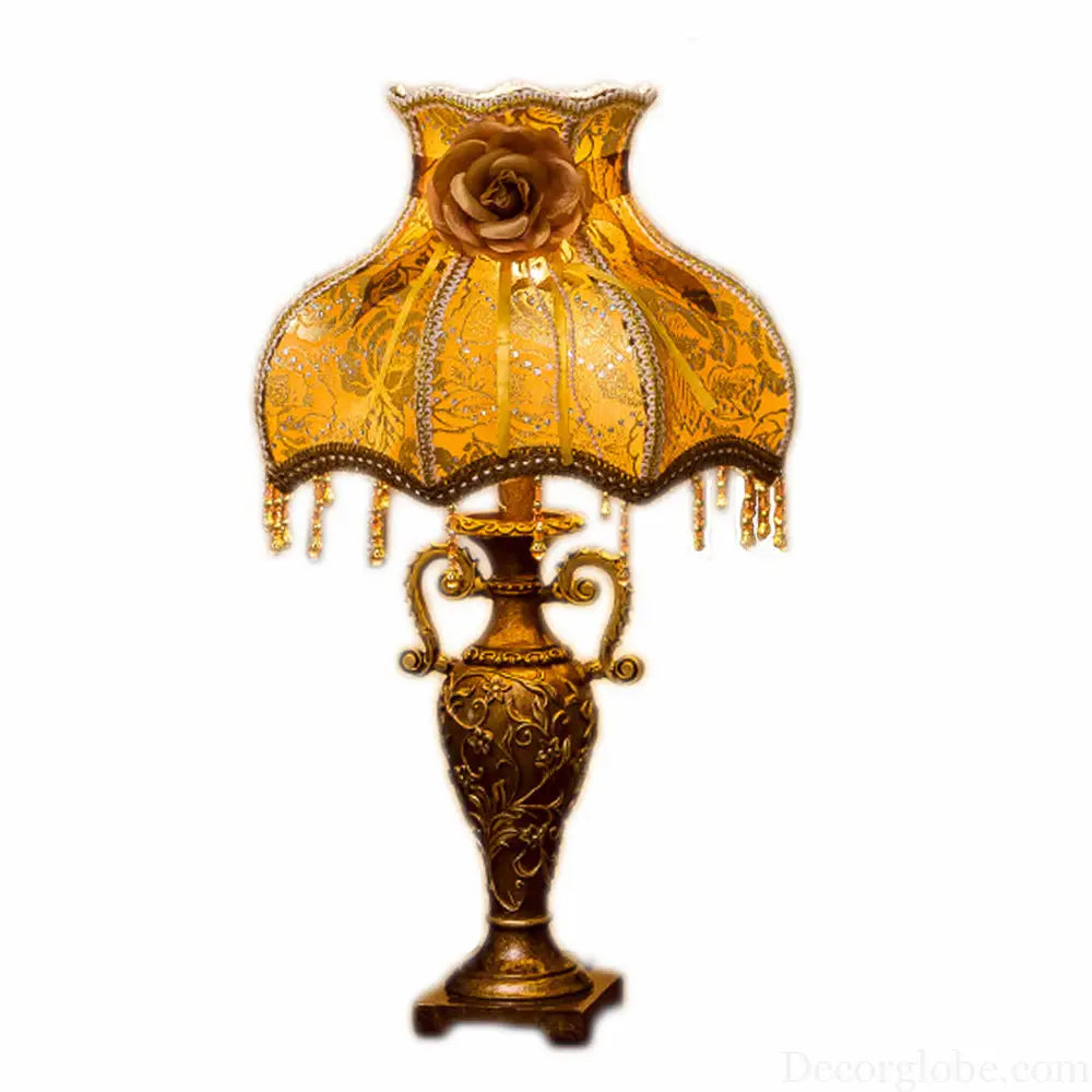 European Style Retro Table Lamp Bedroom Wedding Wedding American Style Fabric Table Lamp Wedding Room Living Room