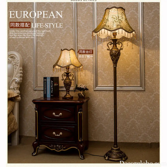 European Style Retro Table Lamp Bedroom Wedding Wedding American Style Fabric Table Lamp Wedding Room Living Room
