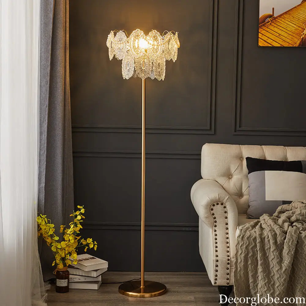 French-Style Light Luxury Crystal Floor Lamp for Living Room Modern and Simple Creative Bedroom Bedside Table Lamp
