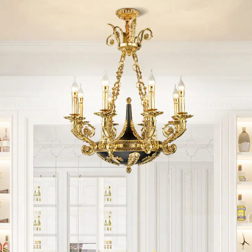 French Retro Crystal Copper Branch Chandelier