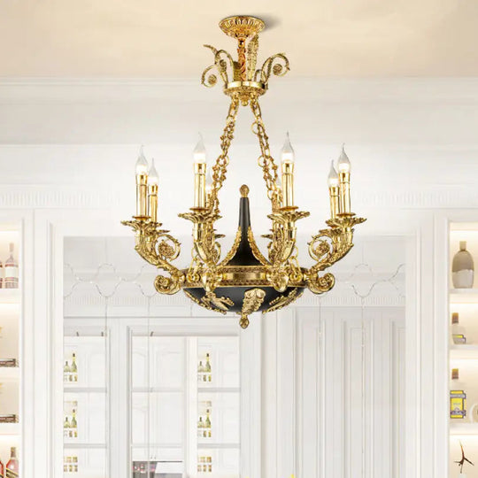 French Retro Crystal Copper Branch Chandelier
