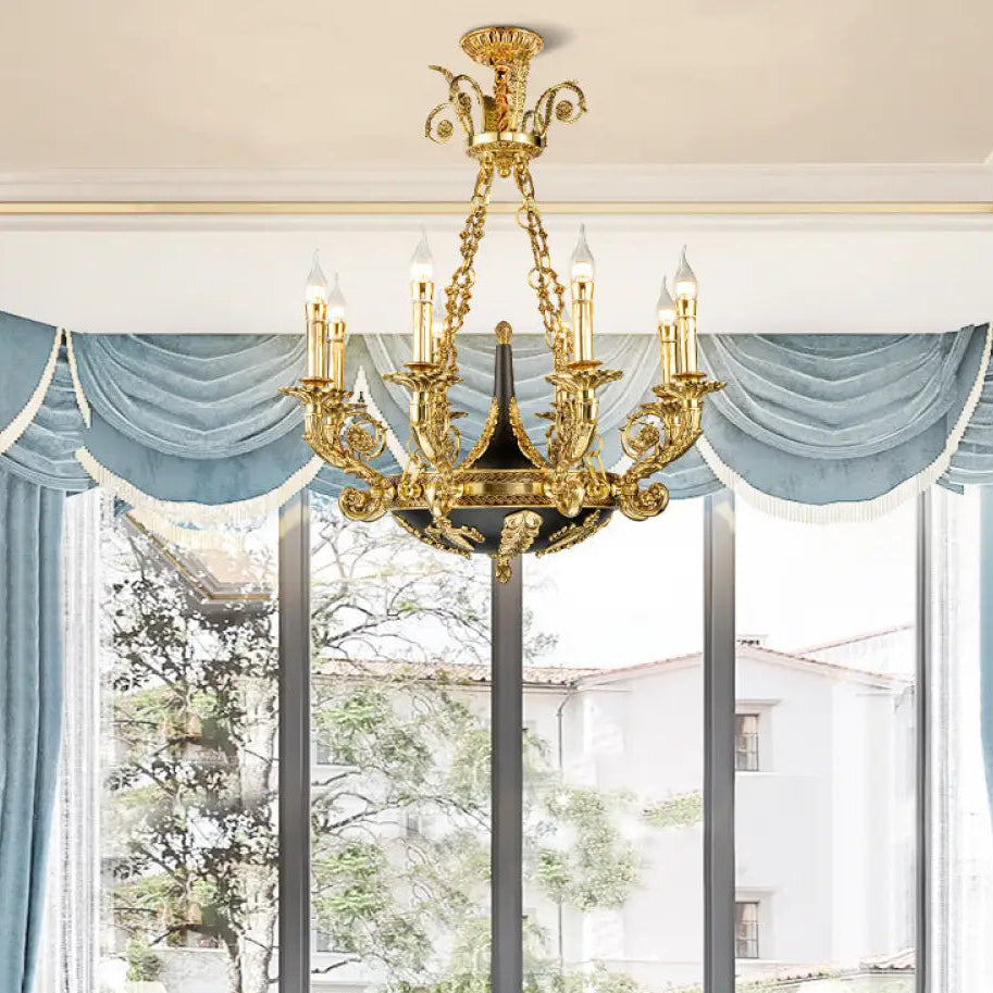 French Retro Crystal Copper Branch Chandelier