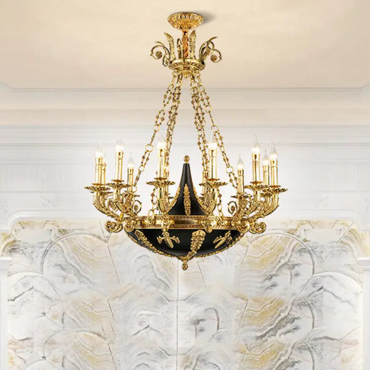 French Retro Crystal Copper Branch Chandelier