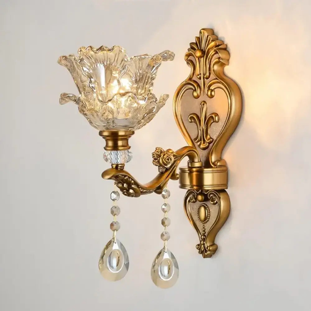 European Retro Crystal Walls Light Living Room Bedroom Bedside Lamp Modern Corridor Aisle Mirror Front Wall Sconce