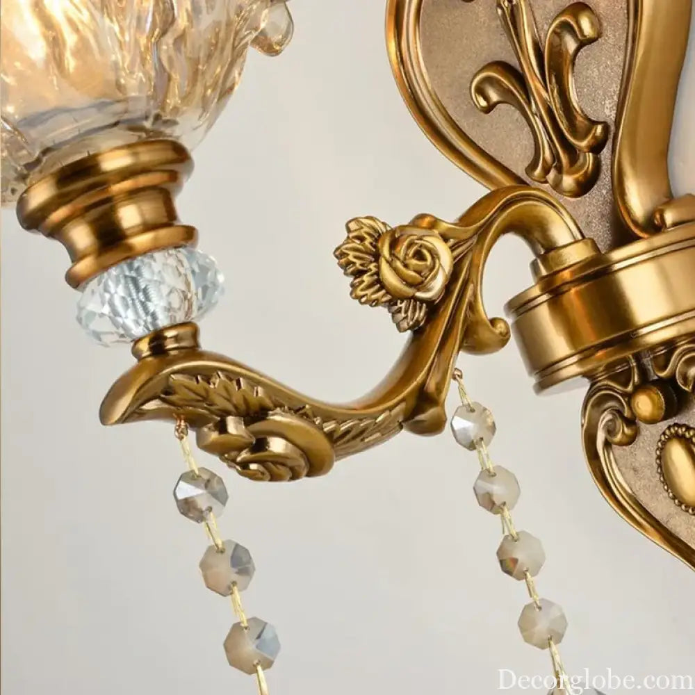 European Retro Crystal Walls Light Living Room Bedroom Bedside Lamp Modern Corridor Aisle Mirror Front Wall Sconce