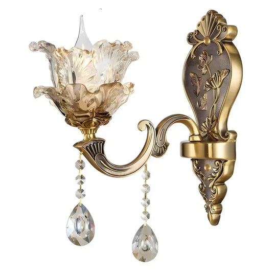 European Retro Crystal Walls Light Living Room Bedroom Bedside Lamp Modern Corridor Aisle Mirror Front Wall Sconce