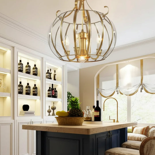Modern 4L D430mm H490mm 40W Brass Pendant Lamp 4Lights Vintage 100% Copper Glass AC110V/220V Glass Shade Pendant Light