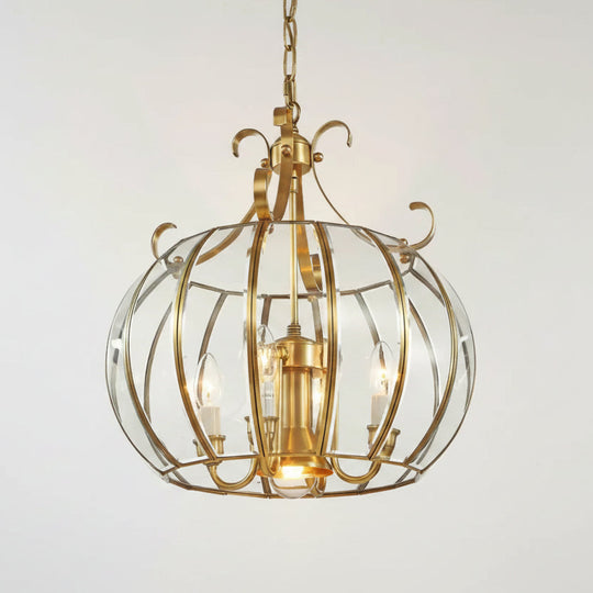 Modern 4L D430mm H490mm 40W Brass Pendant Lamp 4Lights Vintage 100% Copper Glass AC110V/220V Glass Shade Pendant Light