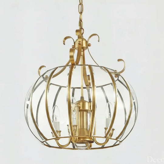 Modern 4L D430mm H490mm 40W Brass Pendant Lamp 4Lights Vintage 100% Copper Glass AC110V/220V Glass Shade Pendant Light
