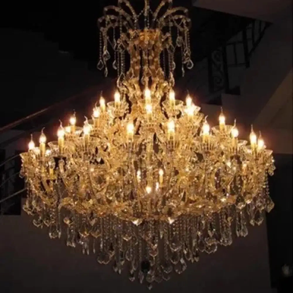 Luxury Large Crystal Candle Chandelier for Lobby and Villa Lighting 4 layers D145 X180cm / Neutral light Chandelier