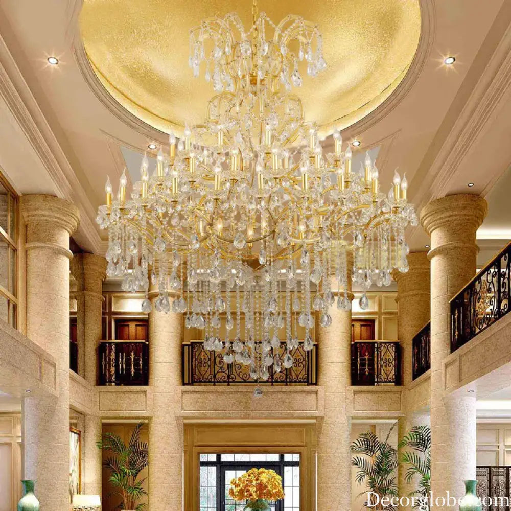 Luxury Large Crystal Candle Chandelier for Lobby and Villa Lighting Chandelier