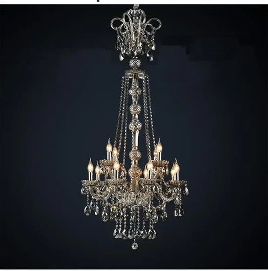 Large Crystal Chandelier for Duplex Hall and Villa Lighting 12 lights No shade / Changeable Chandelier