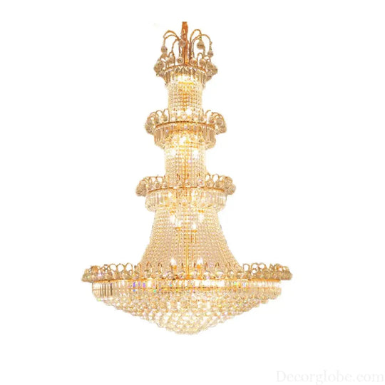 Luxury Large Gold Crystal Pendant Chandelier for High Ceiling Spaces Chandelier