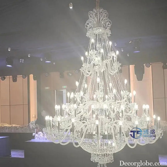 European-Style Living Room Crystal Chandelier Duplex Floor-To-Ceiling Light Fixture Luxurious and Grand Chandelier for