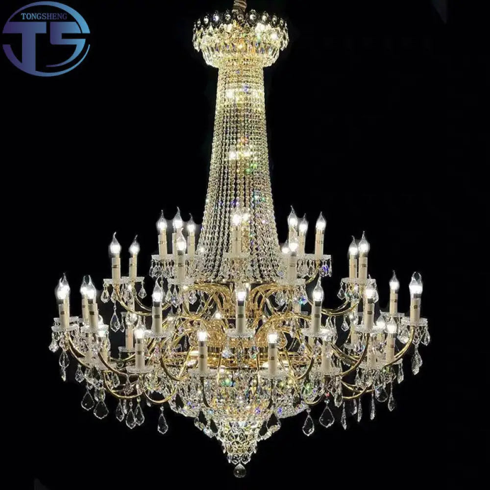 European-Style Living Room Crystal Chandelier Duplex Floor-To-Ceiling Light Fixture Luxurious and Grand Chandelier for
