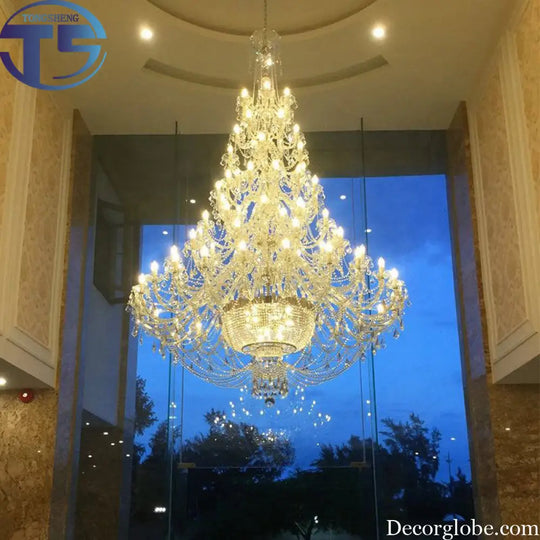 European-Style Living Room Crystal Chandelier Duplex Floor-To-Ceiling Light Fixture Luxurious and Grand Chandelier for