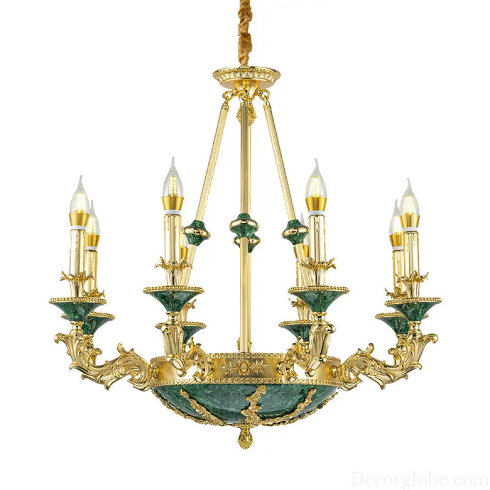 Leah French Retro Copper Crystal Villa Chandelier Chandelier