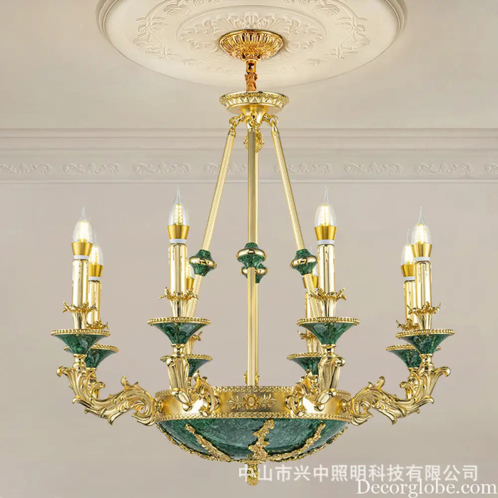 Leah French Retro Copper Crystal Villa Chandelier Chandelier