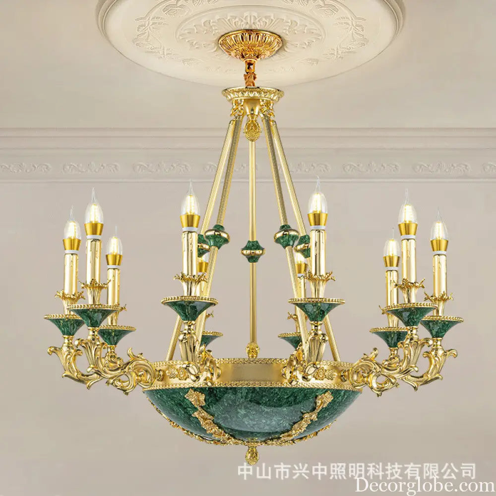 Leah French Retro Copper Crystal Villa Chandelier Chandelier