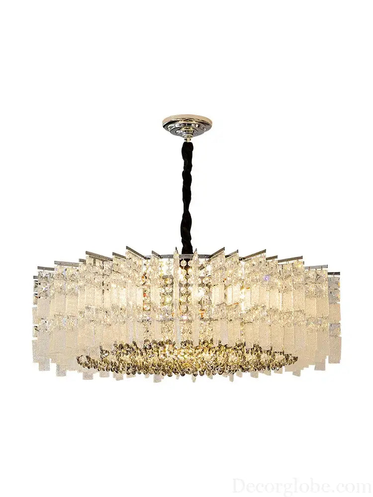 Elegant LED Crystal Chandelier for Luxurious Living Rooms - Chrome/Gold Round Design - Perfect Indoor Lighting Fixture - DecorGlobe