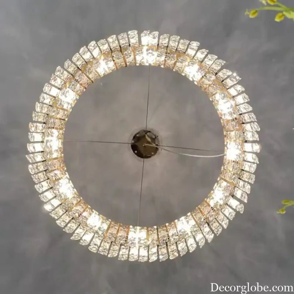 Elegant LED E14 Postmodern Gold Chandelier - A Ring Tassel Crystal Fixture for Dining Rooms, Adding Luminescent Luxury - DecorGlobe