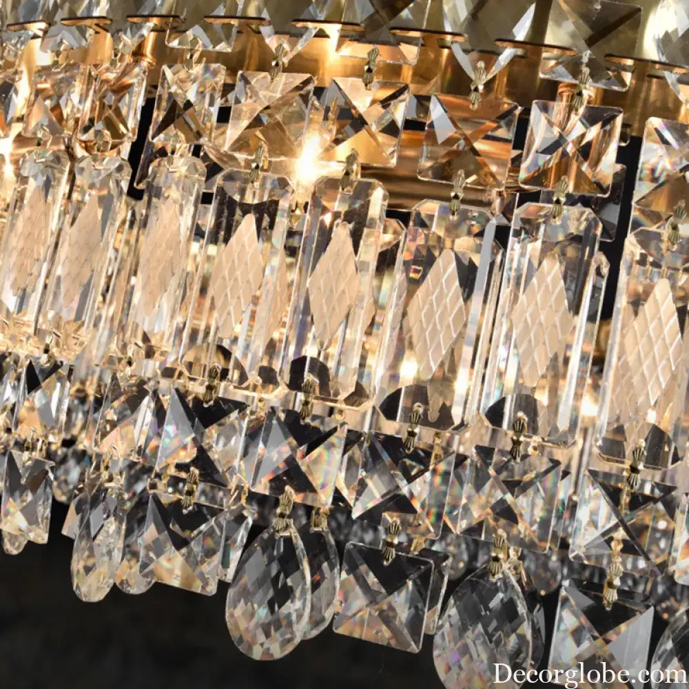 Elegant LED E14 Postmodern Gold Chandelier - A Ring Tassel Crystal Fixture for Dining Rooms, Adding Luminescent Luxury - DecorGlobe