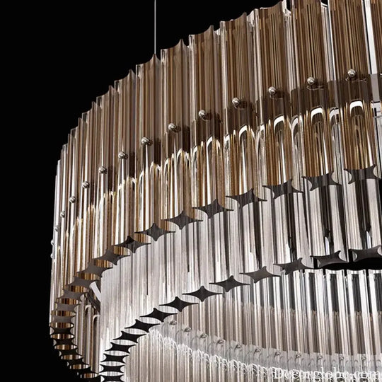 Luxury LED Chandelier for Living Room - Modern Round Glass Hanging Lamp in Gold - DecorGlobe